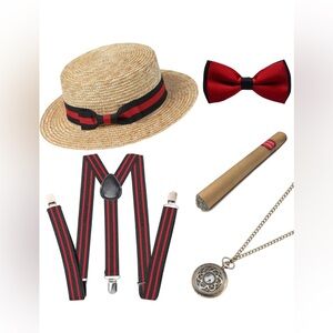 BABEYOND 1920s Gatsby Gangster Costume Accessories Fedora Hat Suspenders